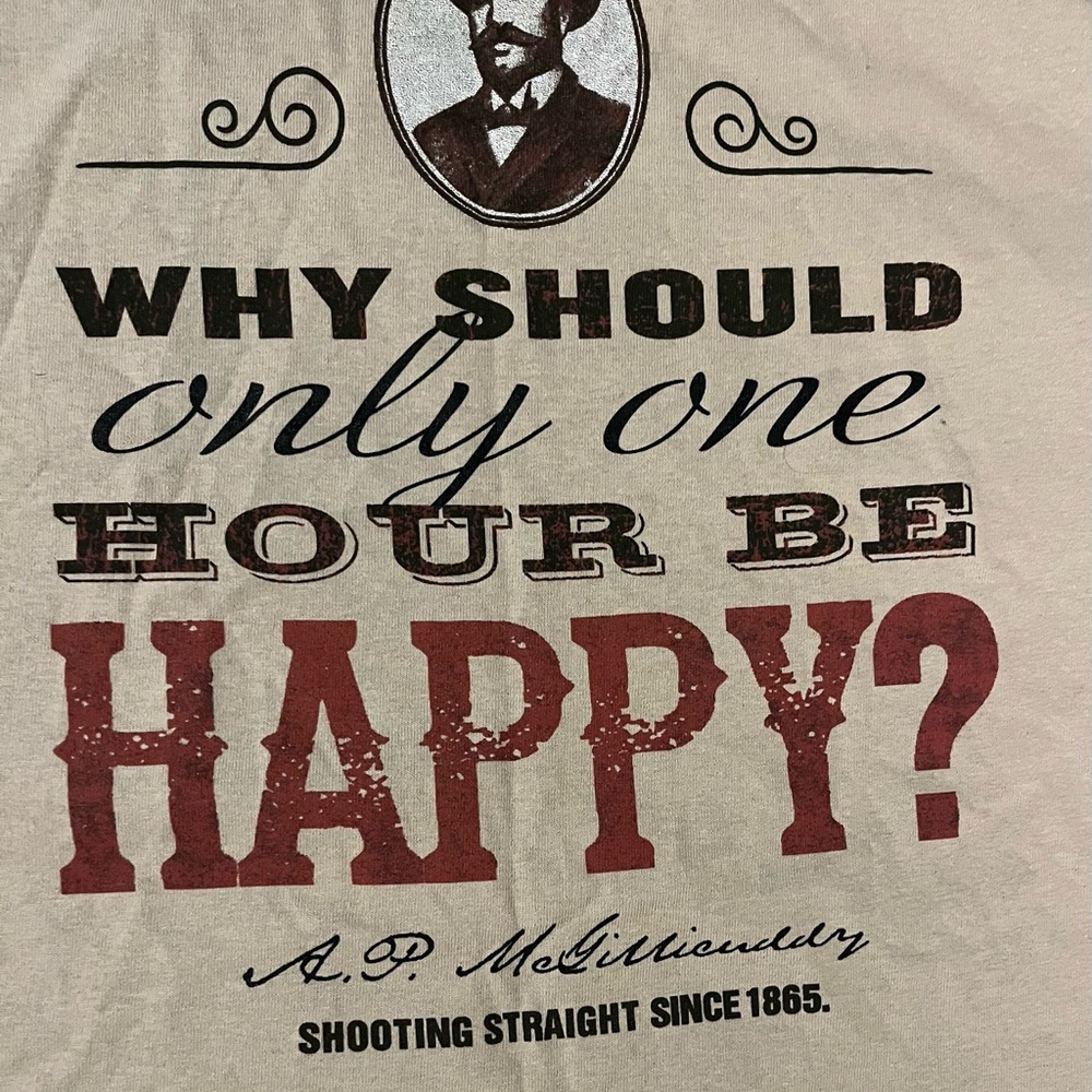 Dr McGillicuddy’s Men's Beige and Red Graphic Tee